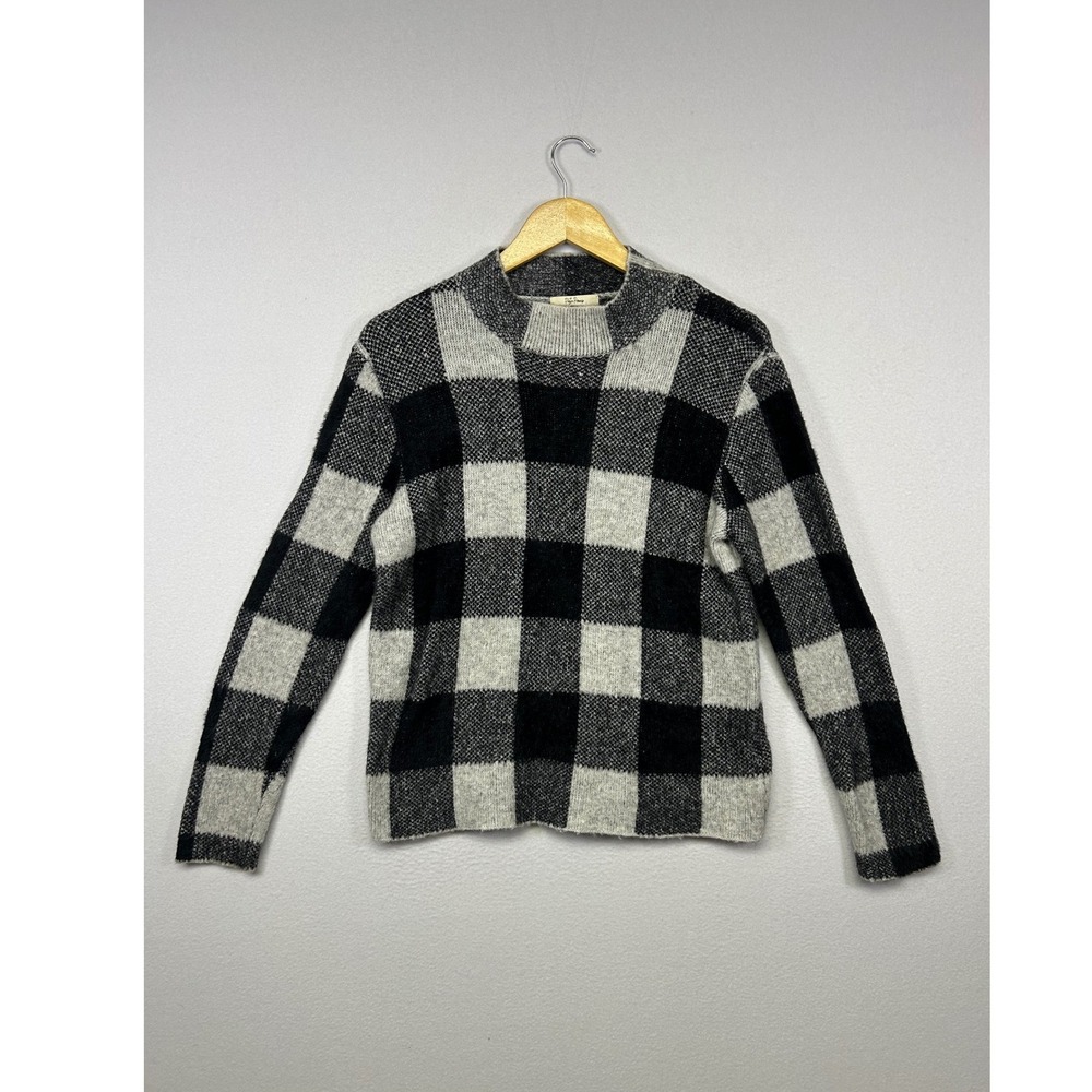 Buffalo Plaid‎ Peyton Primrose Womens Large Black Grey Mock Neck Knit Sweater